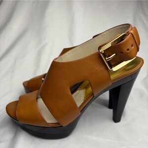 MK Michael Kors Leather Platform Strappy High Heel Shoes